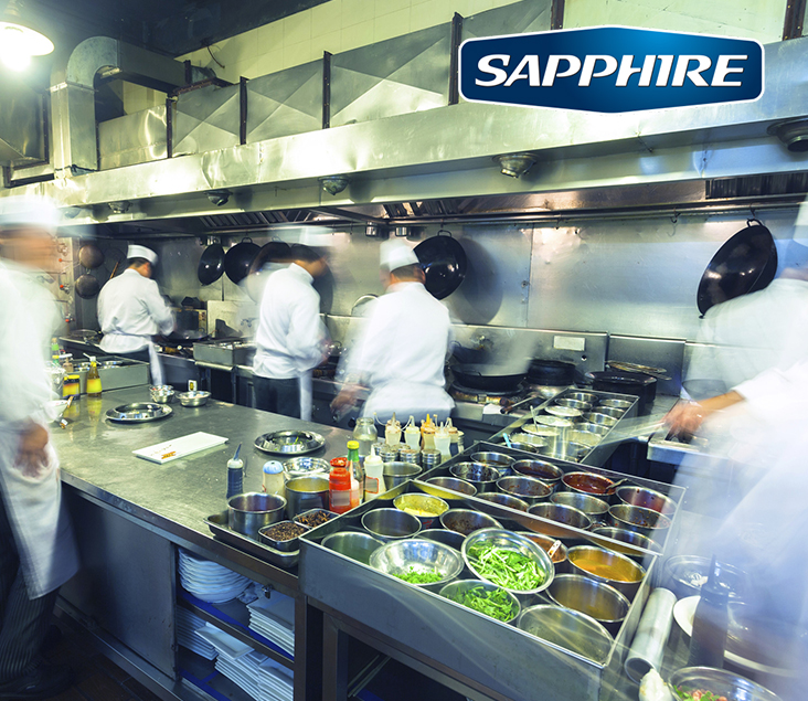 Commercial kitchen with Sapphire products